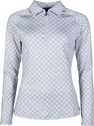 HKM Reitshirt Polo mit langen Ärmeln für Damen Rosewood Allover Print XXL – Bild 1 von 1