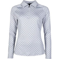 Produktbild von HKM Reitshirt Polo mit langen Ärmeln für Damen Rosewood Allover Print XXL