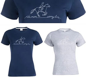 HKM Reitshirt Ride More für Damen aus Baumwolle in Grau oder Blau Größe M – Bild 1 von 4
