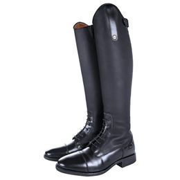 HKM Reitstiefel Sevilla Schwarz mit Elastikeinsatz Reißverschluss und Sporenhalterung Größe 40 EU – Bild 1 von 3