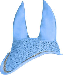 HKM Romy Fliegenhaube für Warmblut mit Glitzerrand aus Baumwolle Kornblau – Bild 1 von 1