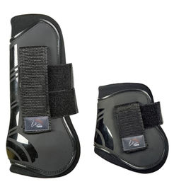 HKM Springgamaschen und Streichkappen Set Genua aus Neopren für Ponys in Dunkelblau/Schwarz – Bild 1 von 1