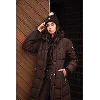 Produktbild von HKM Steppmantel Livigno Damen Wasserabweisend Winter Polyester Schwarz Braun XXL