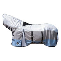 Produktbild von HKM Strong Fliegendecke mit Halsteil für Pferde Blau Weiß Grau Größe 155