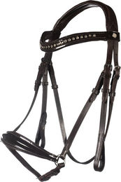 HKM Trense Carolin mit hannoverschem Reithalfter Zaumzeug Braun für Warmblut – Bild 1 von 1