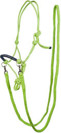 HKM Trensenzaum-Set mit Knotenhalfter und Zügeln Strass Lime/Navy für Warmblut – Bild 1 von 1