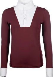 HKM Turnierpolo Virginia Reitshirt Damen mit langen Ärmeln Rot XXL – Bild 1 von 1