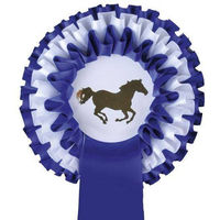 Produktbild von HKM Turnierschleife Dreifachrosette Blau Weiß 13 cm