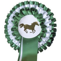 Produktbild von HKM Turnierschleife Dreifachrosette Grün/Weiß 13 cm