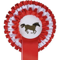 Produktbild von HKM Turnierschleife Dreifachrosette Rot/Weiß 13 cm Turnierzubehör