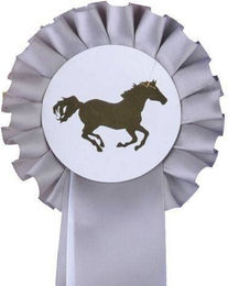 HKM Turnierschleife Einfachrosette Silber/Weiß 10 cm – Bild 1 von 1
