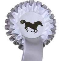 Produktbild von HKM Turnierschleife Zweifachrosette 11,5 cm Silber/Weiß Turnierzubehör