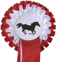 HKM Turnierschleife Zweifachrosette Rot/Weiß 11,5 cm – Bild 1 von 1