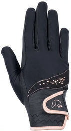 HKM Unisex Reithandschuhe Rosegold Glamour Style Schwarz XXL – Bild 1 von 1
