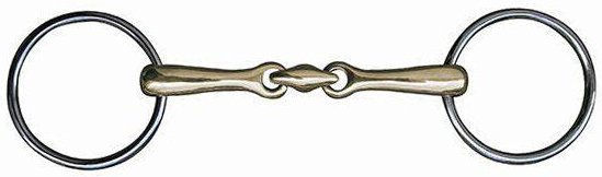 HKM Unterlegtrense doppelt gebrochen 14 mm Argentan mit Edelstahlringen für Pferde 55 mm/135 Weite – Bild 1 von 1