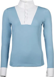 HKM Virginia Turnierpolo mit langen Ärmeln für Damen in Blau Größe 2XS – Bild 1 von 1