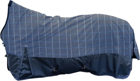 HKM Weidedecke Highneck Norwich 600D 300g für Pferde Größe 135 Blau Karo – Bild 1 von 1