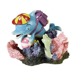 Hobby Aquariendeko Delfino Figur mit Luftblasen-Animation in Blau – Bild 1 von 2