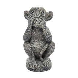 Produktbild von Hobby Aquarium Dekoration Affe Iwazaru Figur und Höhle Grau