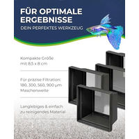 Produktbild von Hobby Artemia Siebkombination für Fische aus Kunststoff Schwarz 8,5 x 8 cm mit 4 Sieben 180 300 560 900 µm