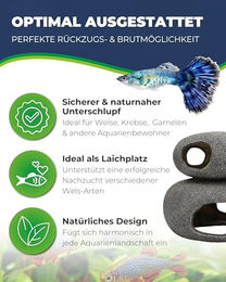Hobby Marble Cave 6 Aquarium Höhle für Buntbarsche Welse und Garnelen 20 x 15 x 20 cm Grau – Bild 1 von 5