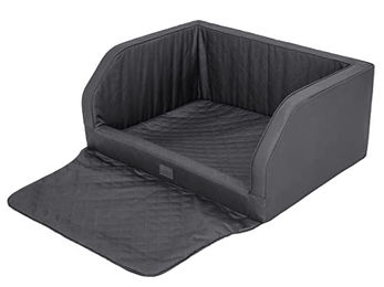 HOBBYDOG Adventure 2-in-1 Reisebett und Hundebett für das Auto aus Kunstleder in Schwarz wasserabweisend - 92 cm – Bild 1 von 8