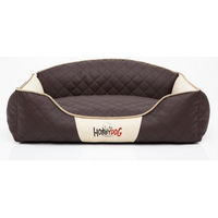 Produktbild von Hobbydog Hundebett aus Kunstleder für erwachsene Hunde in Braun oder Beige - 4,5 kg