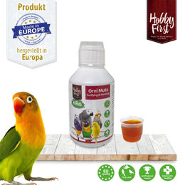 Produktbild von HobbyFirst King Orni Muta Futterzusatz für Vögel zur Unterstützung von Entschlackung und Häutung 250 ml