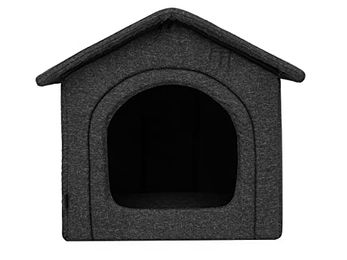 HOBBYGARDEN Hundehütte Mini aus wasserabweisendem OEKO-TEX Stoff Schwarz 32 x 38 cm – Bild 1 von 5