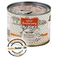Produktbild von Hofgut Breitenberg Cat Festtagssuppe Huhn Lachs oder Rind für Katzen Adult 12x180g ohne Farb- und Aromastoffe - 12 x 180 g