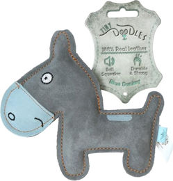 Holland Animal Care Doggy Doodles Hundespielzeug Esel aus Leder und Plüsch Blau Grau - 17 cm – Bild 1 von 2