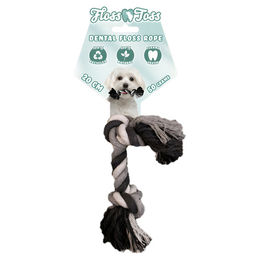Holland Animal Care Floss Toss Dental Rope Hundespielzeug aus Baumwolle mit 2 Knoten Grau 20 cm – Bild 1 von 6