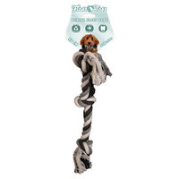 Produktbild von Holland Animal Care Floss Toss Dental Rope Hundespielzeug aus Baumwolle mit 3 Knoten Grau 55 cm - 55 cm