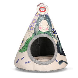 Produktbild von Holland Animal Care Katzenhöhle Tipi aus Stoff in Violet Flower 42 x 56 cm