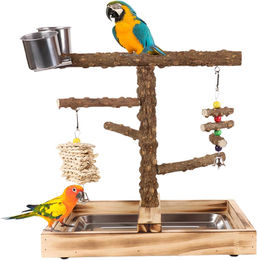 Holz Klettergerüst Spielbereich mit Futterstellen für Sittiche Wellensittiche und Nymphensittiche – Bild 1 von 1