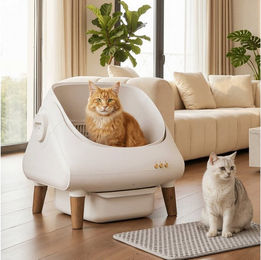 Homall Automatische Katzentoilette Selbstreinigendes Katzenklo mit App-Steuerung und Gewichtssensor Weiß 12L – Bild 1 von 5