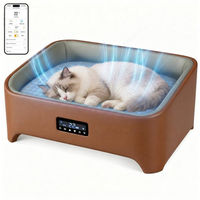 Produktbild von HOMALL Intelligentes Tierbett mit App-Steuerung für Hund und Katze, Temperaturregulierbare Kühl- und Wärmematte aus kratzfestem Kunstleder, Braun, Groß