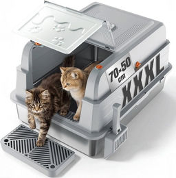 HOMALL Katzentoilette XXL aus Edelstahl für Katzen mit 120L Großkapazität und offener Schale – Bild 1 von 5