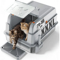 Produktbild von HOMALL Katzentoilette XXL aus Edelstahl für Katzen mit 120L Großkapazität und offener Schale