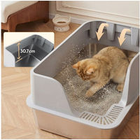 Produktbild von HOMALL Katzentoilette XXL aus Edelstahl Offene Schale für Katzen 60 x 40 cm