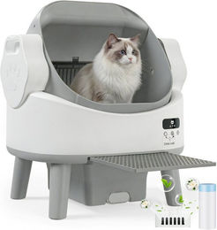 Homall Selbstreinigende Katzentoilette für erwachsene Katzen in Weiß aus Kunststoff – Bild 1 von 2