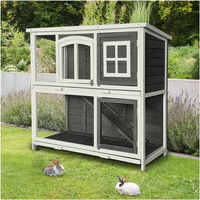 Produktbild von Home Deluxe Kaninchenstall Mino aus Holz in Grau 122 x 108 cm