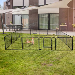 Produktbild von Home Deluxe Welpenauslauf Barki Laufstall aus Metall 80 x 80 cm 16-teilig