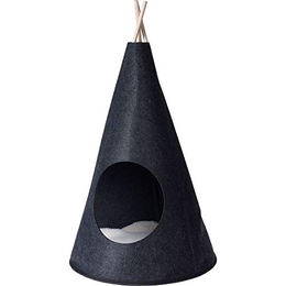 Produktbild von Home @ Styling Collection Tipi Zelt Katzenbett aus Filz Schwarz Ø 40 x 70 cm