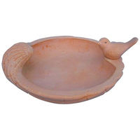 Produktbild von Home4Living Vogeltränke aus Keramik mit Spatzenfigur in Braun L33 x B31 x H12,5 cm