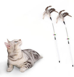 HomeBella Katzenspielzeug 2er Set Katzenangel K-09 buntes Beschäftigungsspielzeug für erwachsene Katzen – Bild 1 von 5