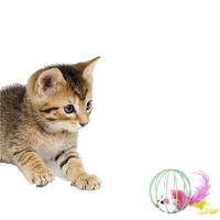 Produktbild von HomeBella Katzenspielzeug Maus aus Plüsch mit Feder und Glocke für Kitten und Katzen