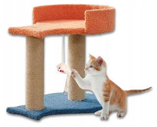 Homeek Katzenkratzbaum niedrig mit Spielzeug und Liegefläche – Bild 1 von 1