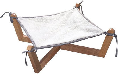 HomeGuru Katzen-Hängematte mit Holzgestell als Katzenbett für erwachsene Katzen, abnehmbar und waschbar – Bild 1 von 5