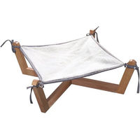 Produktbild von HomeGuru Katzen-Hängematte mit Holzgestell als Katzenbett für erwachsene Katzen, abnehmbar und waschbar